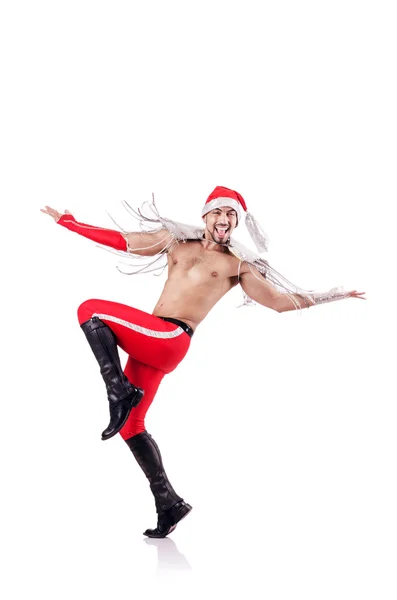 Dancing santa isolated on the white — Stock Photo, Image