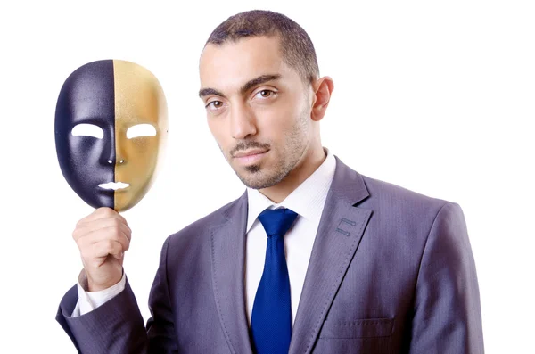 Homme d'affaires avec masque dans le concept d'hypocrisie — Photo