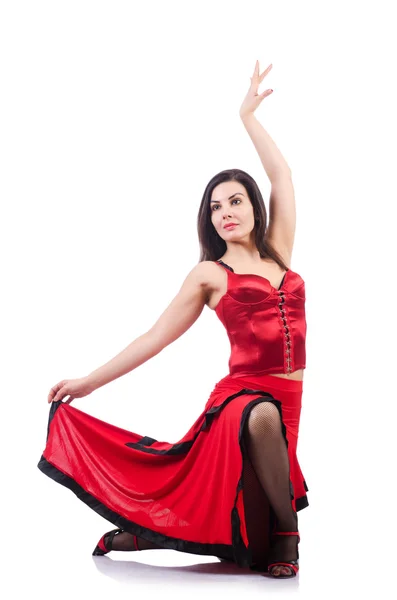 Танцовщица танцует испанские танцы — стоковое фото