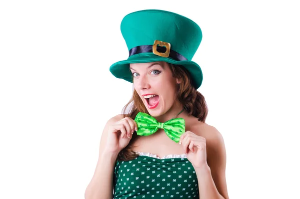 Young girl in saint patrick celebration concept — Stock Photo, Image