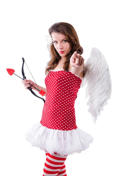Vrouw met boog in valentine concept — Stockfoto