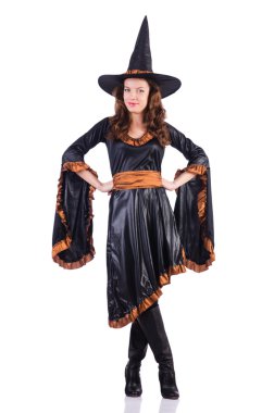 Asa ile beyaz izole cadı