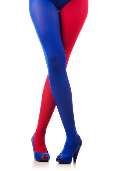 Woman with stockings of french flag colours — Stock Photo, Image