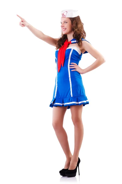 Young woman sailor in marine concept — Stock Photo, Image