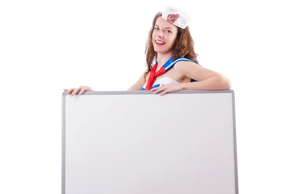 Young woman sailor in marine concept — Stock Photo, Image