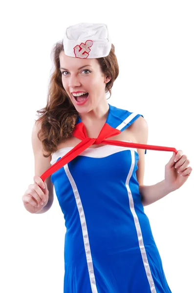 Young woman sailor in marine concept — Stock Photo, Image