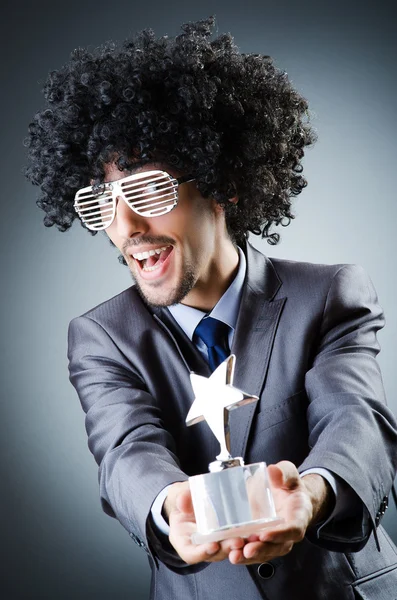 Singer receiving star prize award — Stock Photo, Image