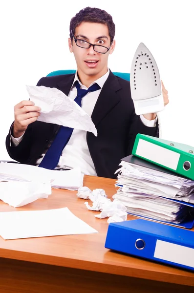 Hombre estresado ocupado en la oficina — Foto de Stock