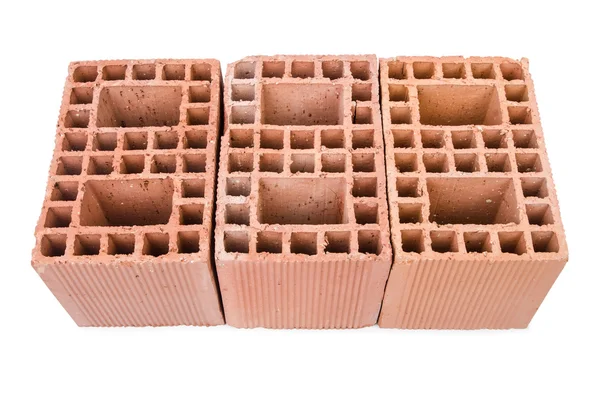 Pila di mattoni di argilla isolata su bianco — Foto Stock