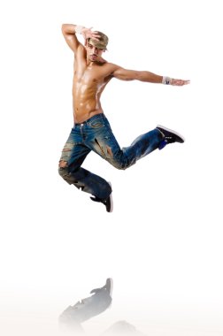 Beyaz arka plan üzerinde izole dansçı