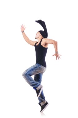 Dansçı beyaz üzerinde dans ediyor