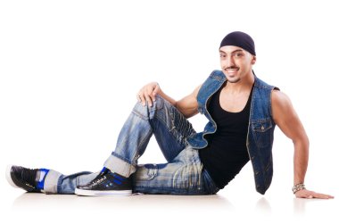 Dansçı beyaz üzerinde dans ediyor