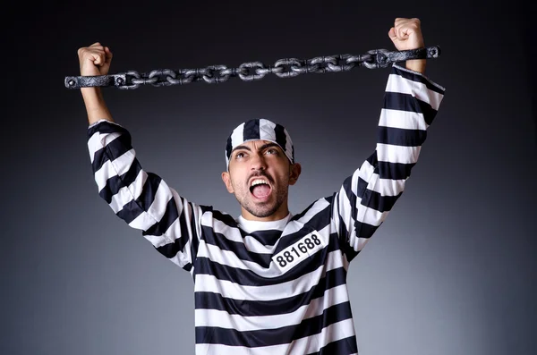 Condenar criminoso em uniforme listrado — Fotografia de Stock