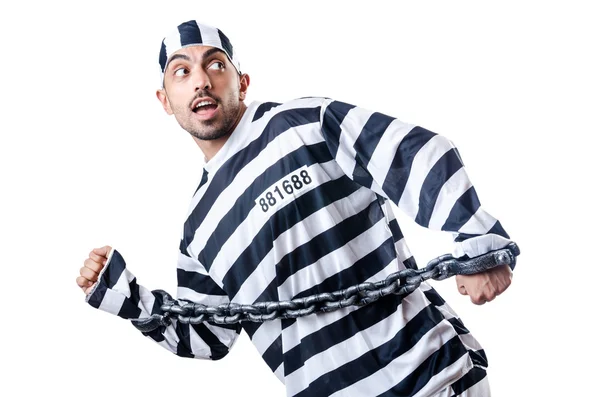 Convict criminal in striped uniform — Stock Photo, Image