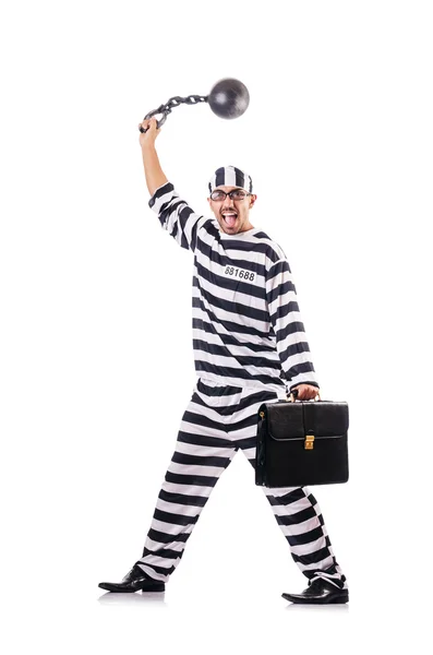 Convict criminal in striped uniform — Stock Photo, Image