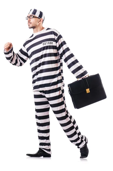 Convict criminal in striped uniform — Stock Photo, Image