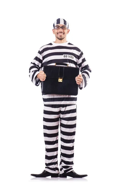 Convict criminal in striped uniform — Stock Photo, Image