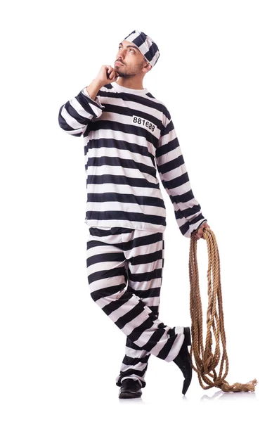 Convict criminal in striped uniform — Stock Photo, Image