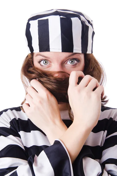 Convict criminal in striped uniform — Stock Photo, Image