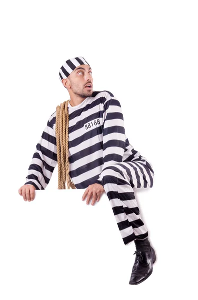 Convict criminal in striped uniform — Stock Photo, Image