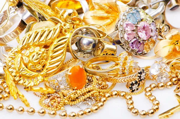 Large collection of gold jewellery Royalty Free Stock Images