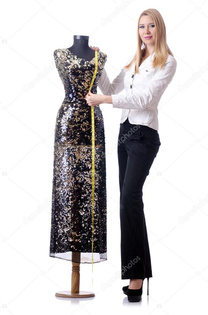 Female tailor isolated on the white background