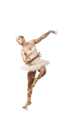 Beyaz bale etekli adam izole edilmiş.