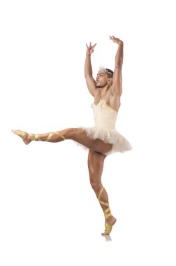 Beyaz bale etekli adam izole edilmiş.