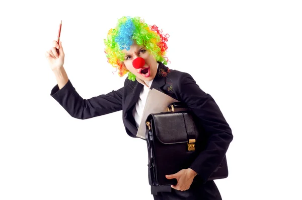 Vrouw clown in pak — Stockfoto