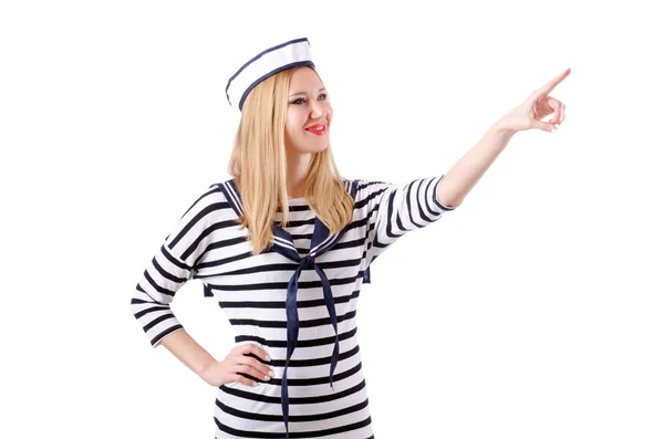 Woman sailor isolated on the white background — Stock Photo, Image