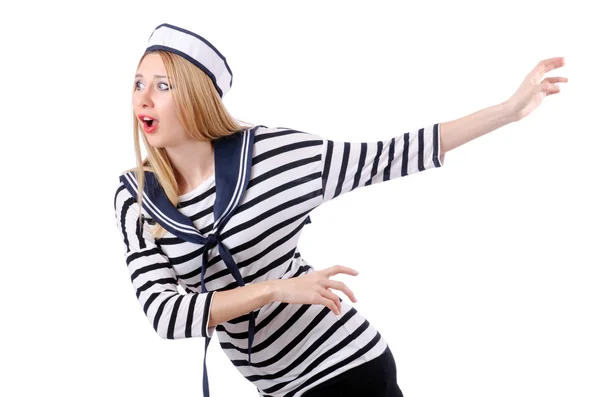 Woman sailor isolated on the white background — Stock Photo, Image