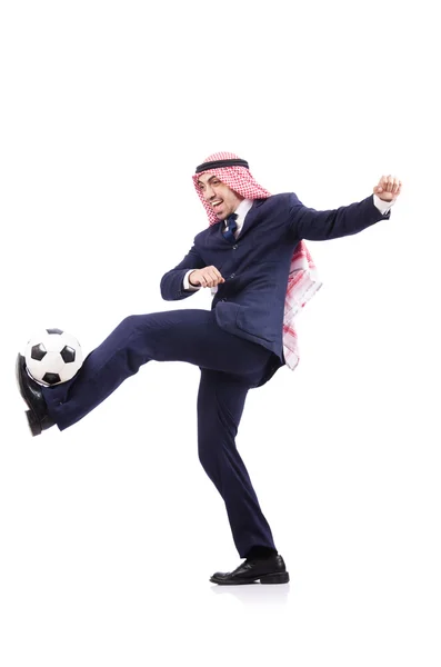 Arabisk affärsman med fotboll — Stockfoto