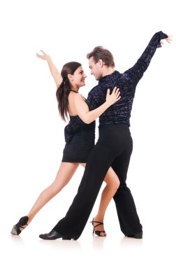 Bir çift dansçı beyazın üzerinde izole edilmiş