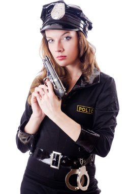 kadın polis üzerinde beyaz izole