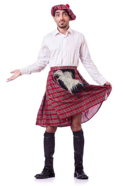 Skotské tradice koncept s osobou na sobě kilt — Stock fotografie