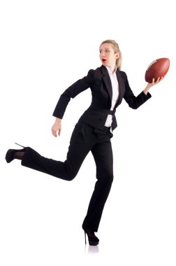 Woman businesswoman with american football clipart
