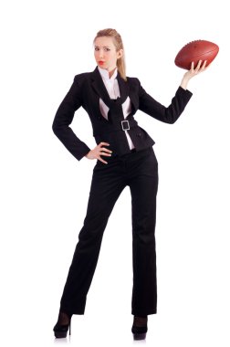 Woman businesswoman with american football clipart