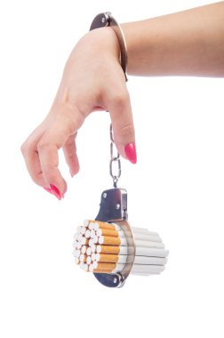 Addition concept with cigarettes and handcuffs clipart