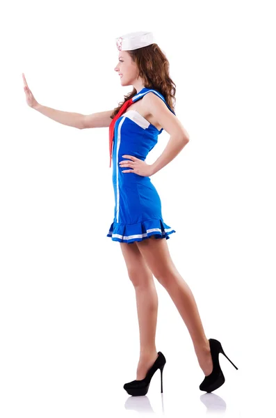 Young woman sailor in marine concept — Stock Photo, Image