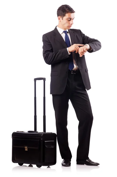 Young businessman during business trip — Stock Photo, Image