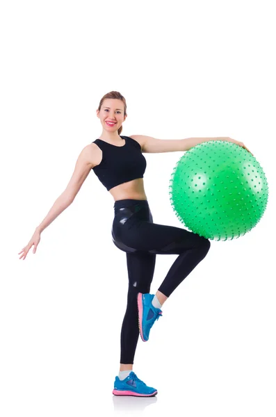 Young girl with swiss ball doing exercise — Stock Photo, Image