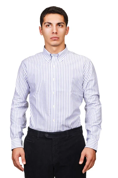 Modello maschile con camicia isolata su bianco — Foto Stock