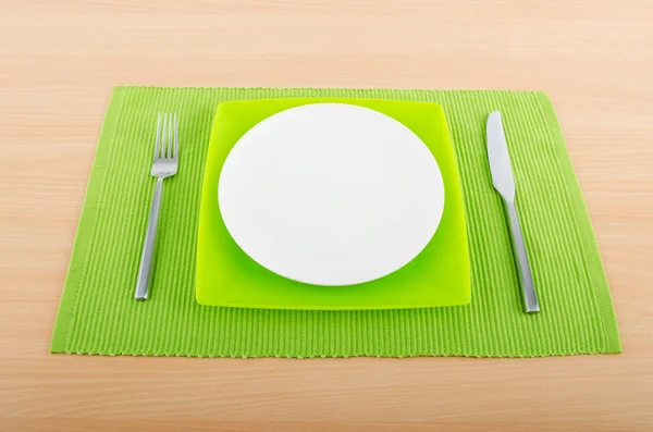 Configuração de mesa com faca e garfo — Fotografia de Stock