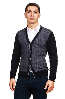 Erkek süveteri beyazın üzerinde izole edilmiş.