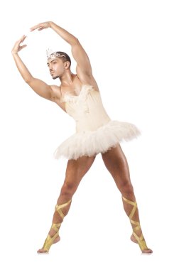 Beyaz bale etekli adam izole edilmiş.