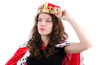 Kraliçe üzerinde beyaz izole işkadını