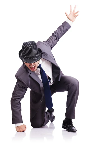 Dancing businessman isolated on white — Stock Photo, Image