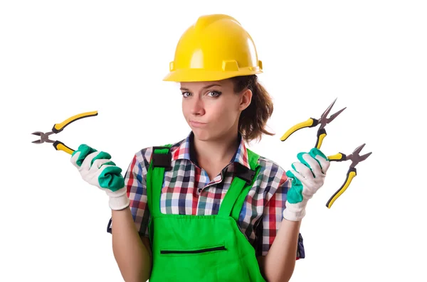 Woman worker isolated on the white — Stock Photo, Image