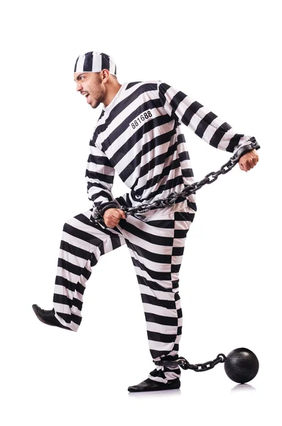 Convict criminal in striped uniform — Stock Photo, Image