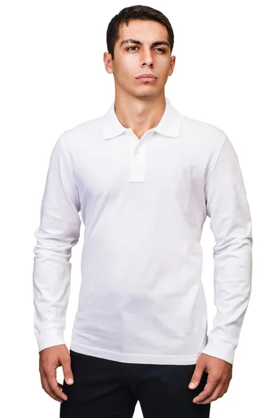 Ανδρικό μοντέλο με πουκάμισο απομονωμένο σε λευκό — Φωτογραφία Αρχείου